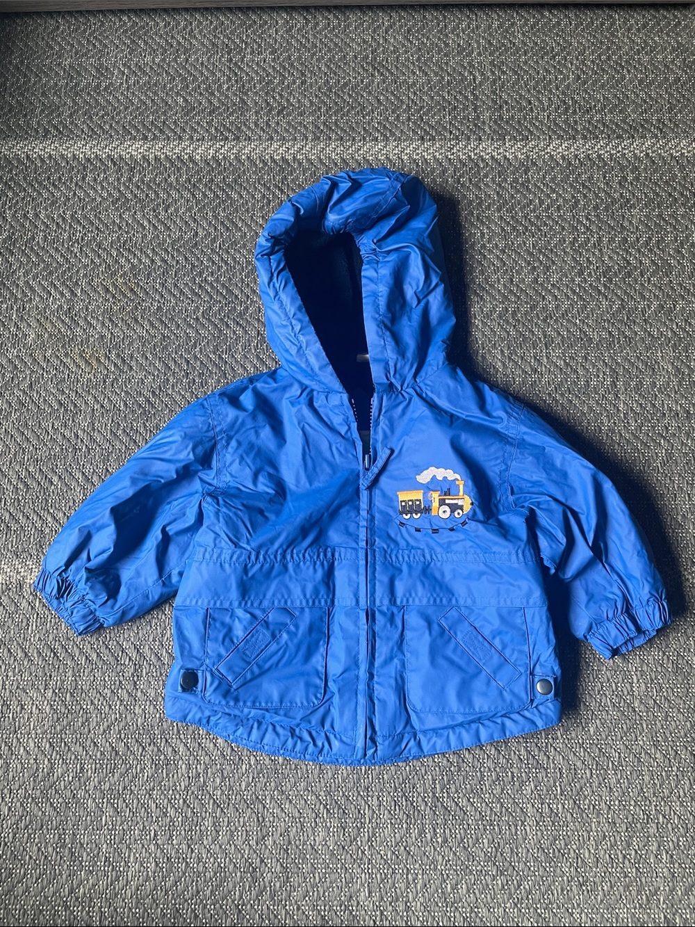Sears Blue Hooded Toddler Train Raincoat